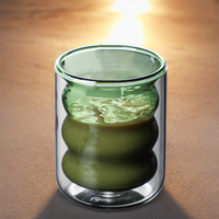 Tasse à café en verre à double paroi, isolée thermiquement, en verre borosilicate, pour thé, lait, matcha glacé, latte