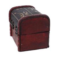 Coffret à trésors rectangulaire en bois de pin vintage HS, finition brun antique polie, réutilisable, design floral, mini boîte à bijoux en bois