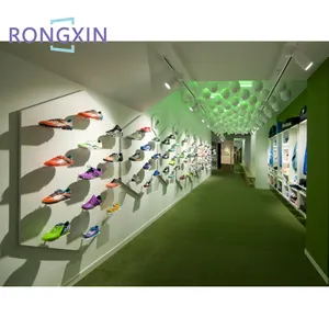 Men Clothing Showcase Wooden Sports Shoes Wall Shelf Display Clothes Display Furniture For Cloths Case And Fittings