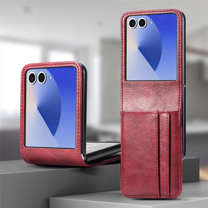 Funda de Teléfono Plegable de Cuero con Ranuras para Tarjetas, a la Moda, para Samsung Z Flip 7 6 5 <span class=keywords><strong>4</strong></span> 3, Ultrafina, Antigolpes, Cubierta Trasera - Product Image 4