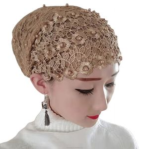 Chapeau en dentelle YASEEN pour femme, populaire, avec nœud plissé sur le devant, couleur unie, torsadé, musulman, écologique - Product Image 6