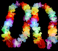 Collier Lumineux Hawaii Noël Led Light Collier Fleur Hawaïenne Lei Hula Graduation Collier Fleur Leis Guirlande