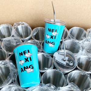 Gobelet en acier inoxydable grande capacité avec paille pour les voyages et l'usage quotidien - Product Image 4