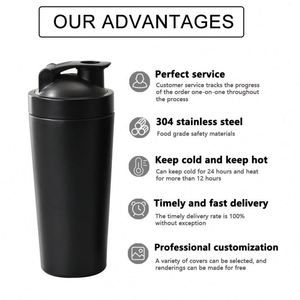 Custom logo 17oz 25oz Sports Metal Protein <b>Shaker</b> Cup Double Wall Ice Insulated Stainless Steel <b>Shaker</b> <b>Bottle</b> Gym - Product Image 5