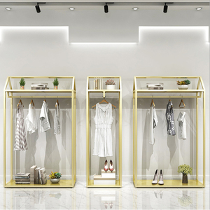 Perchero Doble Dorado <span class=keywords><strong>para</strong></span> <span class=keywords><strong>Ropa</strong></span> de Mujer, Exhibición en Centros Comerciales, Tiendas, <span class=keywords><strong>Estantes</strong></span> <span class=keywords><strong>para</strong></span> <span class=keywords><strong>Colgar</strong></span> <span class=keywords><strong>Ropa</strong></span> - Product Image 3
