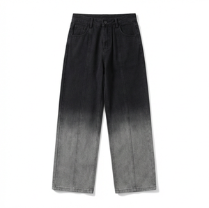 Jeans de mezclilla de pierna ancha de cintura baja, transpirables, ecológicos, de ajuste holgado, color negro grisáceo, estilo vintage para mujer, venta al por mayor de fábrica Wangsheng - Product Image 1