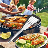 Spatule à poisson professionnelle en acier inoxydable et silicone, avec poignée en plastique écologique, facile à utiliser – Vente chaude