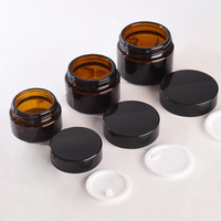 Pot en verre ambré personnalisé de 30 g résistant aux UV, pot de crème cosmétique avec capuchon en plastique ABS, capuchon doré, pot de crème pour le visage de 50 g, impression sur écran
