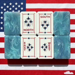 Juego de Fichas de Mahjong Americanas de Lujo Personalizadas con Diseño del Día de la Independencia, Tres Capas, Patrón de Mármol Azul, Estilo <span class=keywords><strong>Mac</strong></span> Miller - Product Image 1
