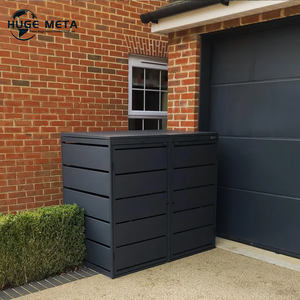 حاويات قمامة كبيرة سعة 240 لتر مع أغطية، صناديق نفايات خارجية بعجلات، صندوق قمامة للحديقة والمنزل، صندوق نفايات مجلفن مع حاويتين - Product Image 3