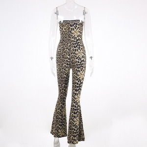 De las mujeres de moda cafeterías ajustado Sexy estampado de <span class=keywords><strong>leopardo</strong></span> Pantalones Mujer La mujer <span class=keywords><strong>mono</strong></span> - Product Image 4