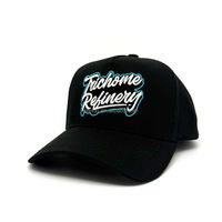 Casquette structurée en coton noir uni OEM ODM avec broderie 3D en relief et contour multicolore personnalisé style streetwear