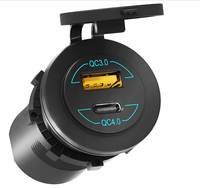 Prise USB 12V 90W double ports QC4.0 PD QC3.0 prise chargeur de voiture avec LED bleue 12V Port USB C pour voiture bateau marine