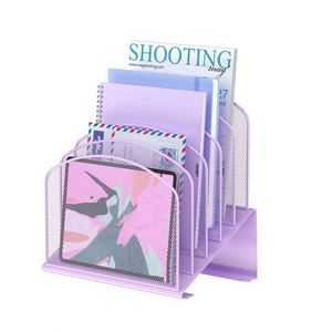 5-Section Desk <b>File</b> <b>Organizer</b> Metal Mesh Folder <b>Organizer</b> for Documents, Mail & Office Papers - Product Image 1