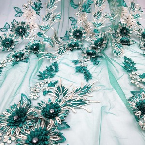 Top moda paillettes 3D fiore francese africano tessuto di pizzo per le donne abito da sposa - Product Image 5