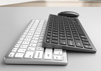 Ensemble clavier et souris sans fil rechargeable 2,4 G, clavier et souris ergonomiques fins Bluetooth pour PC portable