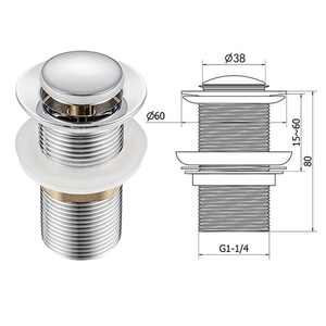 Vanne de vidange à <span class=keywords><strong>clic</strong></span>-<span class=keywords><strong>clac</strong></span> en laiton massif, légère et durable, à faible MOQ, avec fente G 1-1/4" chromée, pour lavabo salle de bain et cuisine, style européen - Product Image 6