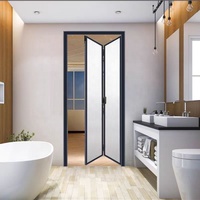 Livraison rapide en aluminium Portes de salle de bain pliantes minimalistes françaises Vente à chaud de portes en verre pliantes en aluminium Matériau du cadre personnalisé