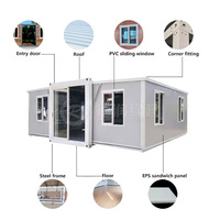 Maison préfabriquée modulaire mobile de 20 pieds, extensible, avec panneaux sandwich en acier, design moderne et écologique