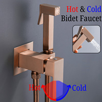 Robinet de bidet mural moderne en laiton brossé or rose et acier inoxydable, avec douchette chaud/froid pour le nettoyage des toilettes et l'amélioration de l'habitat