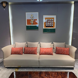 <strong>Italy</strong> Style Modern Three-Seater TV Sectional Sofa Set Latest Minimalist Design Genuine <strong>Leather</strong> for Home Hotel Living Room - Product Image 5