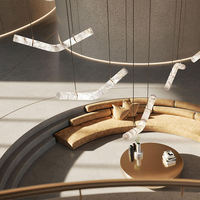 Lustre en métal et albâtre de style moderne, design contemporain de luxe léger, décoration intérieure pour restaurant, salon, hall d'hôtel