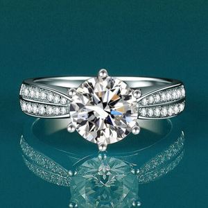 Anillo De Bodas Platinum Plated Open <b>Adjustable</b> <b>Ring</b> Shiny Moissanite Finger <b>Rings</b> Jewelry Diamond-studded Index Finger Band - Product Image 2