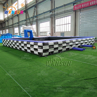 Piste de voitures tamponneuses gonflables WINSUN avec clôture de sécurité pour lieux événementiels, en PVC, installation facile avec souffleur pour usage intérieur/extérieur