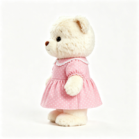 Ours en peluche personnalisé blanc crème, jouet en peluche moelleux avec robe ornée de dentelle, adorable animal en peluche doux