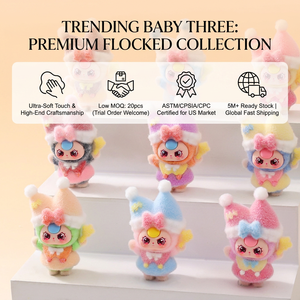 Adorables figurines de dessins animés pour enfants, ornements 3D floqués, sacs surprises mystérieux à trois personnages, collection de jouets pour enfants en capsule - Product Image 3