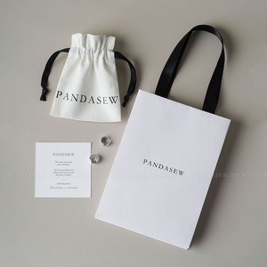 PandaSew Custom Logo White Twill Cotton Drawstring Bag Gift Packaging Bags for <b>Rings</b> Earring Necklace Jewelry Pouch - Product Image 5