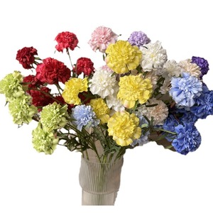 Bouquet de carnations artificielles multicolores en soie dans un vase en acrylique pour la décoration de la maison et des mariages - Product Image 5