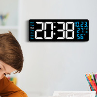 Grande horloge murale numérique électrique en ABS, design abstrait moderne à face unique, affichage LED LUMINOVA multifonctionnel avec semaine et heure d'été