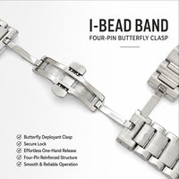 Bracelet de montre amovible en acier inoxydable 316L brillant, maillons métalliques solides, pour homme, style business décontracté