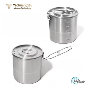 Marmite de camping en acier inoxydable avec couvercle et poignée pliable pour la cuisine en plein air - Product Image 5