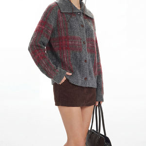 Suéter Cárdigan Personalizable para Hombre y Mujer, Estilo Holgado, a Cuadros, Informal, Retro, Prenda de Punto Versátil para Invierno - Product Image 2