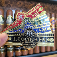 Étiquettes de bande de cigare personnalisées holographiques durables et imperméables avec gaufrage en feuille d'or et impression d'autocollants adhésifs