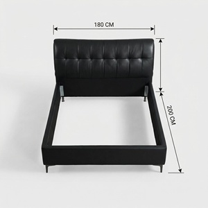 Multifunctioneel modern opbergbedframe met grote laden onder het <span class=keywords><strong>bed</strong></span>, hoofdbord van echt leer, stevige constructie - Product Image 6