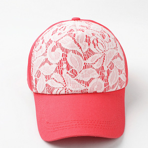 Casquette de camionneur en dentelle pour femmes, chapeau de baseball en maille florale rouge, protection solaire tendance pour l'extérieur - Product Image 2