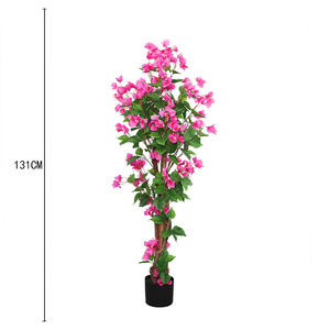 屋内工場人工植物プラスチック製人工ブーゲンビリア鉢植えピンクの花のついた木カフェ装飾用 - Product Image 4