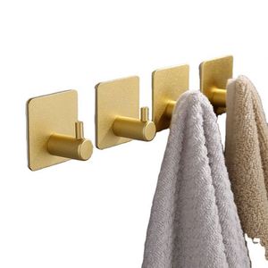 Modern Stainless Steel Gold Wall Mount <b>Hook</b> Self-Adhesive J-Shape Metal Door Hanger <b>Kitchen</b> Bathroom Coat Clothes Display - Product Image 1