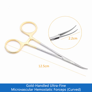 Pinzas Hemostáticas con Mango Dorado, Pinzas Mosquito, Instrumentos Quirúrgicos para Desbridamiento y Sutura, Pinzas Vasculares de 12.5 cm - Product Image 4
