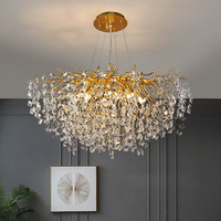 Lustre moderne en cristal doré à hauteur réglable, luminaire suspendu de luxe pour hôtel, salon, restaurant, décoration