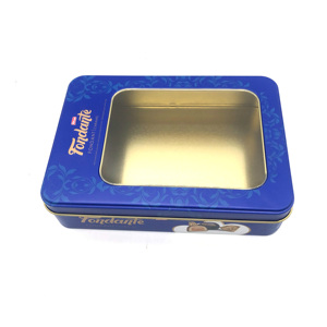 Hộp Thiếc Làm Bánh Quy Có Nắp Đậy Trong Suốt Hộp Đựng Thực Phẩm Hình Chữ Nhật Làm Theo Yêu Cầu Với Cửa Sổ <span class=keywords><strong>Pvc</strong></span> Hộp Đựng Kẹo Bán Chạy Hộp Thiếc - Product Image 1