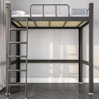 Lit mezzanine en métal avec bureau et armoire, lit superposé pour dortoir étudiant avec armoire de rangement et échelle