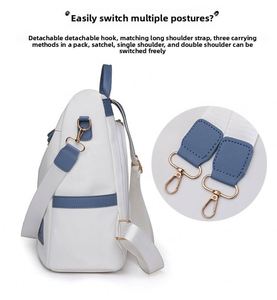 Leather Patchwork Youth Multifunctional Shoulder Dual-purpose Trendy Casual Anti-theft Travel School <b>Students</b> <b>Backpack</b> - Product Image 4