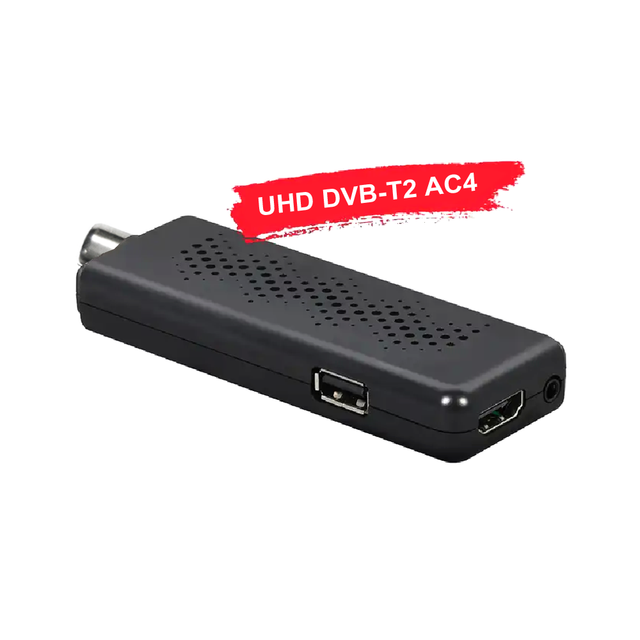 Adapter TNT HD H.265 DVB-T2 Digital Terrestrial TV Receiver with 4K Ac4 for France