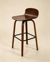 Chaise de bar en bois courbé en vente flash, tabouret de bar moderne en contreplaqué massif pour la maison, le café et le restaurant