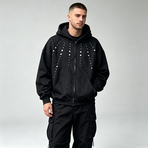 Polyester/Cotton Breathable Eco-Friendly Hoodies <b>Set</b> Thick Fleece Heavy Weight Oversized Custom Print Logo Men's Sweatshirts - Product Image 2