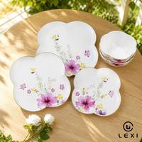 Luxe Grace Bloemmotief Porseleinen Servies - 16-delig Keramisch Tafellaag